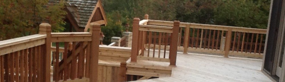 Cedar deck stained by a deck restoration contractor